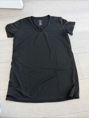 Essentials Black Tee with White Printed Logo and Care Label